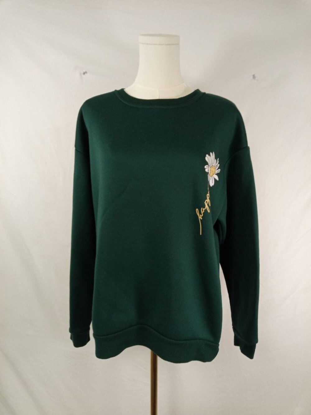 Shein Green Happy Flower Sweatshirt L Floral Happy